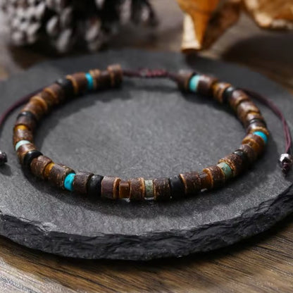 Bracelet Homme coquille Noix de Coco et Bois – Artisanat Authentique de Guadeloupe