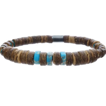 Bracelet Homme coquille Noix de Coco et Bois – Artisanat Authentique de Guadeloupe