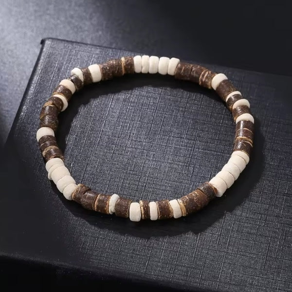 Bracelet Homme coquille Noix de Coco et Bois – Artisanat Authentique de Guadeloupe