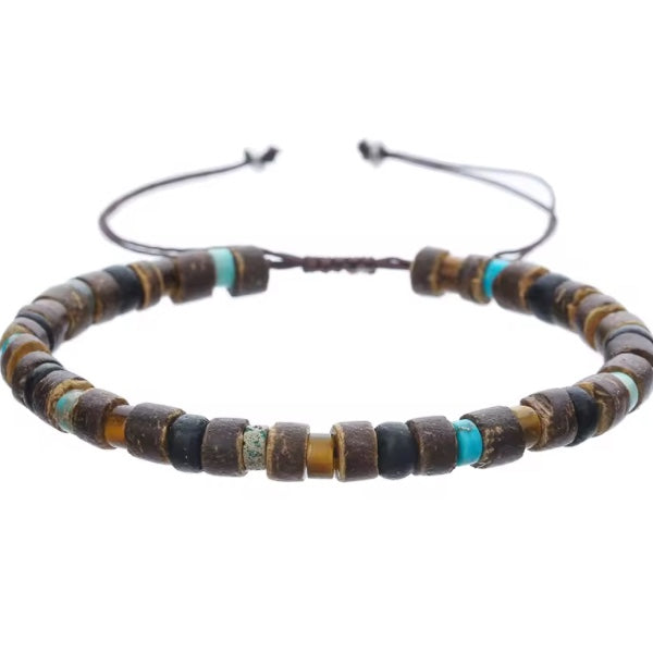 Bracelet Homme coquille Noix de Coco et Bois – Artisanat Authentique de Guadeloupe