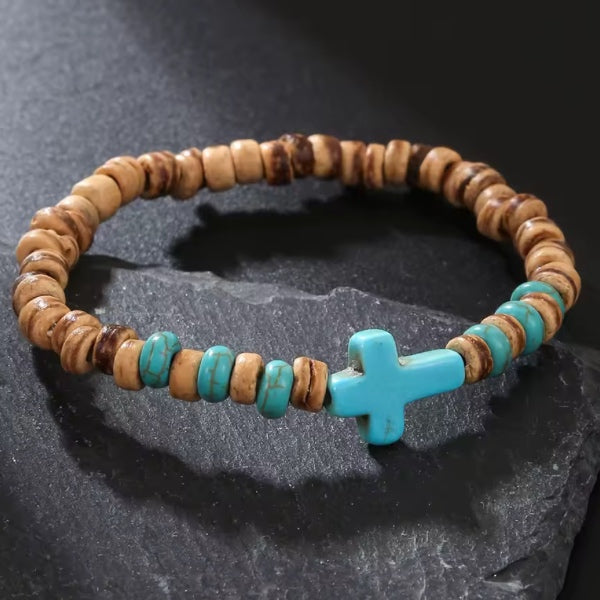 Bracelet Homme coquille Noix de Coco et Bois – Artisanat Authentique de Guadeloupe