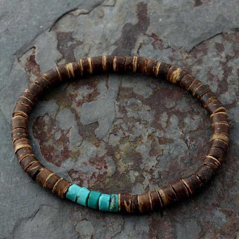 Bracelet Homme coquille Noix de Coco et Bois – Artisanat Authentique de Guadeloupe