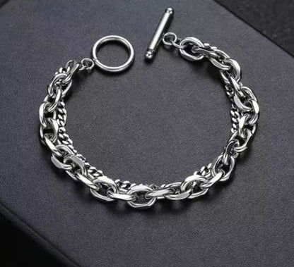 Bracelet Chaîne Cubaine en Acier Inoxydable pour Homme – Boucle OT – Double Couche