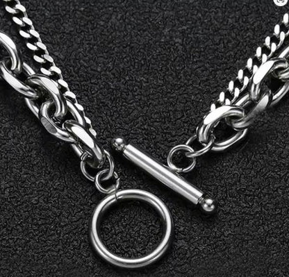 Bracelet Chaîne Cubaine en Acier Inoxydable pour Homme – Boucle OT – Double Couche
