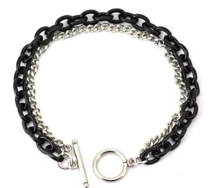 Bracelet Chaîne Cubaine en Acier Inoxydable pour Homme – Boucle OT – Double Couche