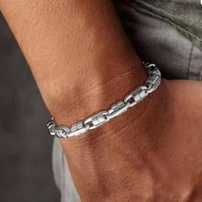 Bracelet Chaîne Homme – Maillons en Forme de Pilule, Acier Inoxydable