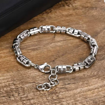 Bracelet Chaîne Homme – Maillons en Forme de Pilule, Acier Inoxydable