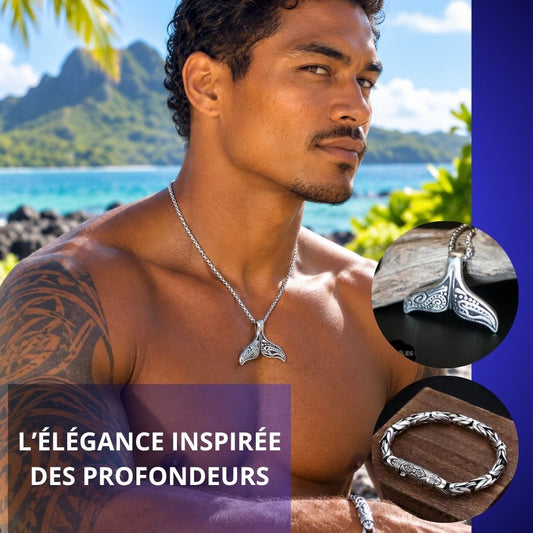 Collier Pendentif Hommes - Collier Maori Queue de Baleine - Collier de protection - Polynésie / Nouvelle Zélande