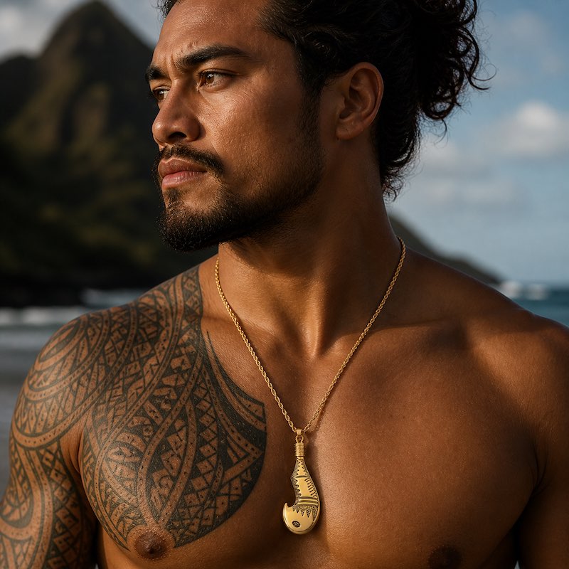 Collier Pendentif Hei Matau en Acier inox doré