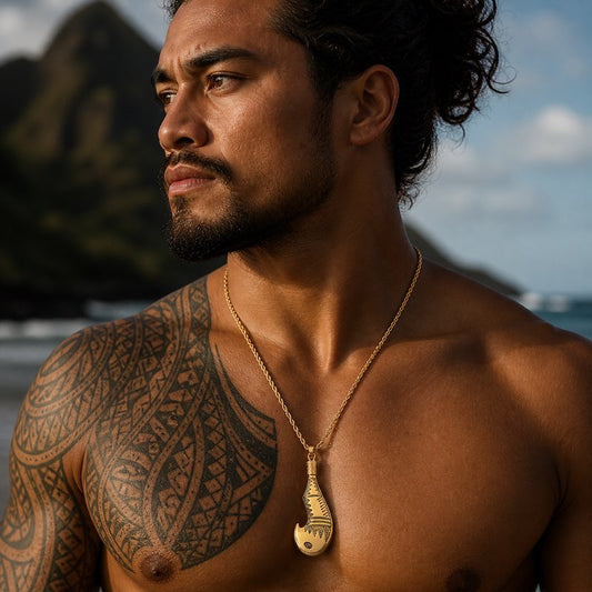 Collier Pendentif Hei Matau en Acier inox doré