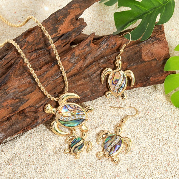 Ensemble Collier et Boucles d'oreilles - Parure Hawaïenne Tortue – Un Symbole Chargé d'Histoire