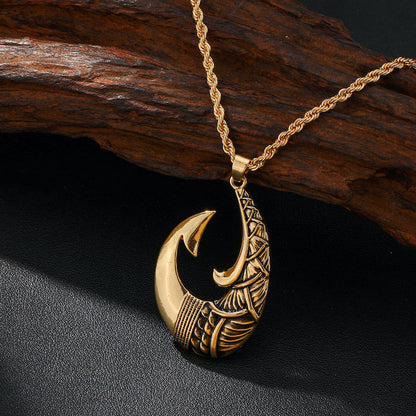 Collier Pendentif Hei Matau en Acier inox doré