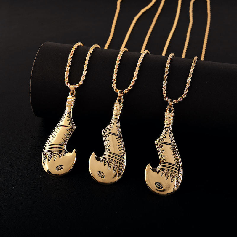 Collier Pendentif Hei Matau en Acier inox doré