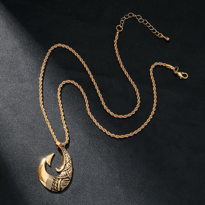 Collier Pendentif Hei Matau en Acier inox doré
