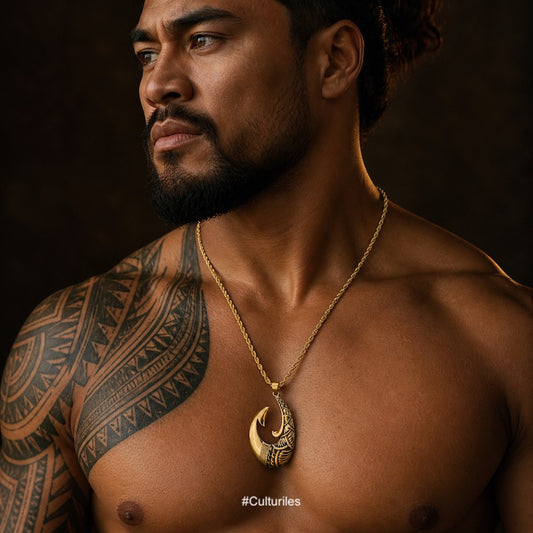 Collier Pendentif Hei Matau en Acier inox doré