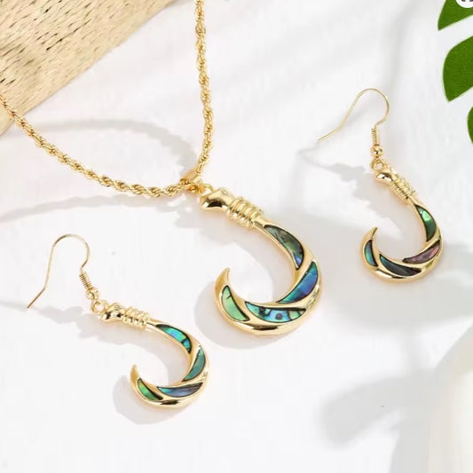 Ensemble de bijoux maoris en acier inoxydable doré