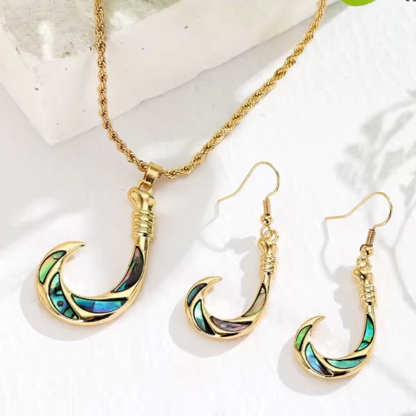 Ensemble de bijoux maoris en acier inoxydable doré