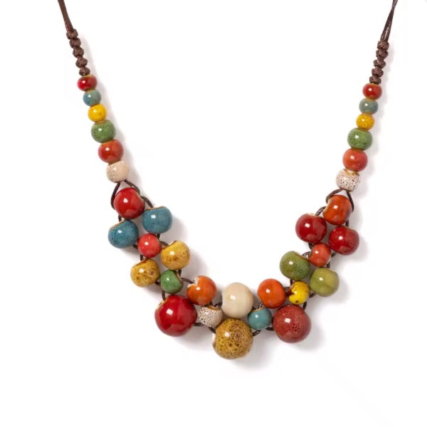 Collier en Céramique Colorée – Élégance Ethnique Made in Martinique