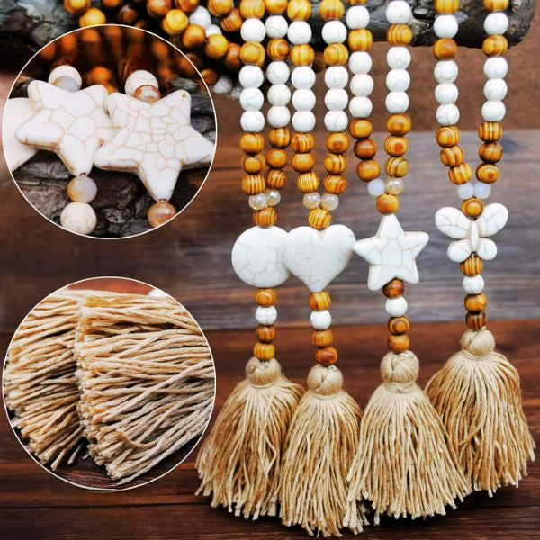 Sautoir en Perles de Bois - Création Artisanale par Valérie Vestal, Guadeloupe