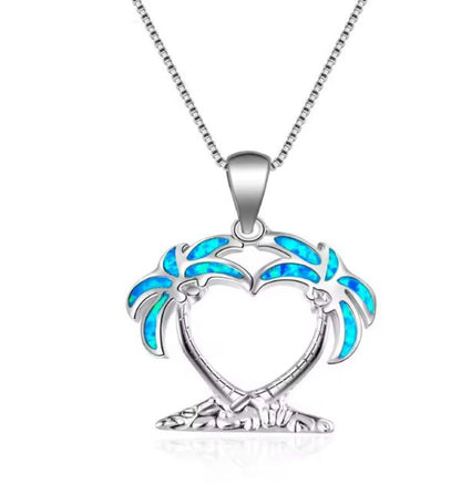 Collier Pendentif Palmier et Cœur Creux – Bijou Féminin Élégant