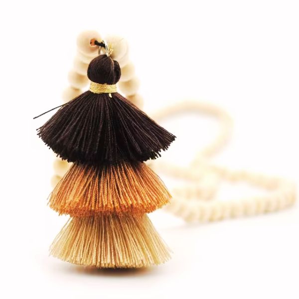 Sautoir en Perles de Bois - Création Artisanale par Valérie Vestal, Guadeloupe