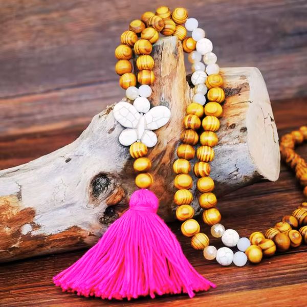 Sautoir en Perles de Bois - Création Artisanale par Valérie Vestal, Guadeloupe