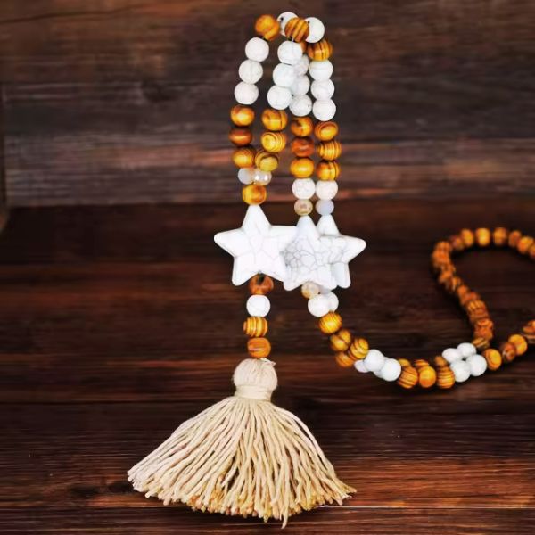 Sautoir en Perles de Bois - Création Artisanale par Valérie Vestal, Guadeloupe