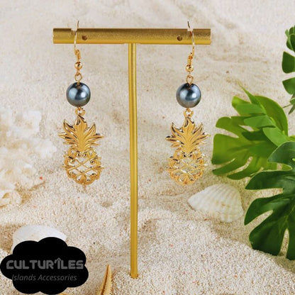 Bijoux Femmes, Hawaïens  : Collier et Boucles d'oreilles Acier Inox Gold