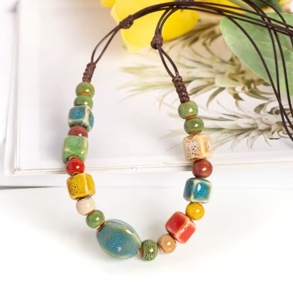 Collier Sautoir en Céramique – Élégance Artisanale et Style Bohème