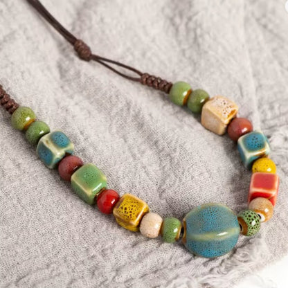 Collier Sautoir en Céramique – Élégance Artisanale et Style Bohème