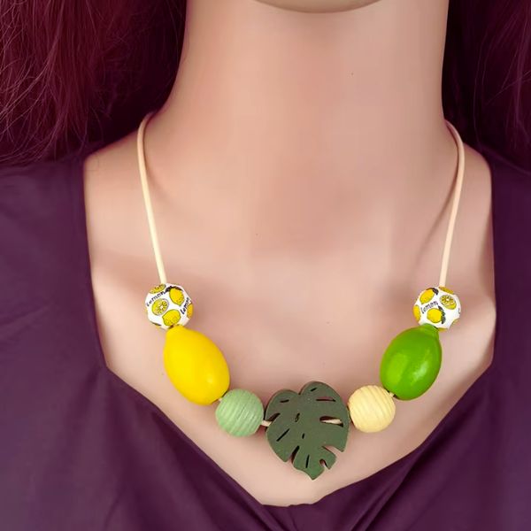 Collier Pendentif Fruit Citron - Création Artisanale par Creatiz, Martinique