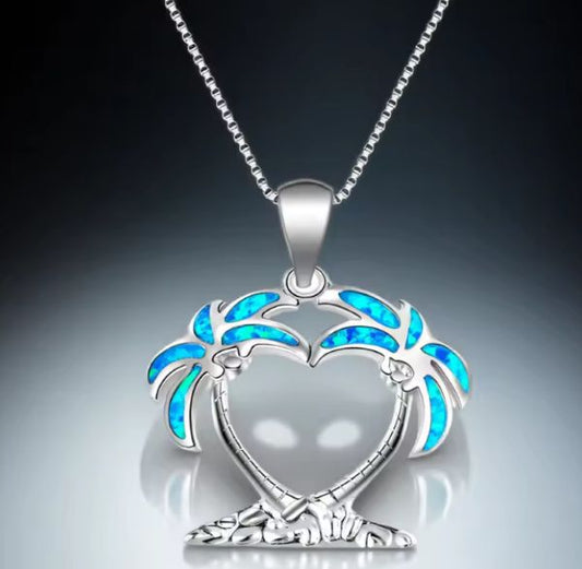 Collier Pendentif Palmiers Tropicaux – Cœur d'iles et Romance Marine