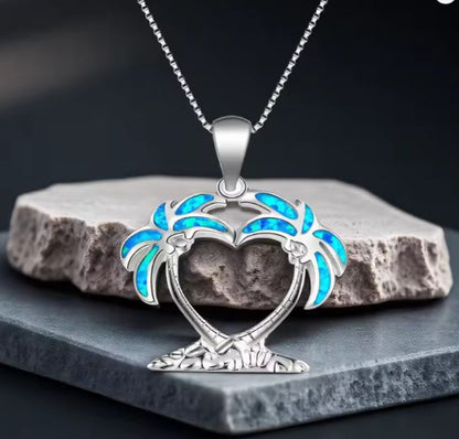 Collier Pendentif Palmiers Tropicaux – Cœur d'iles et Romance Marine