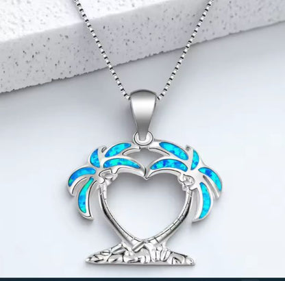 Collier Pendentif Palmiers Tropicaux – Cœur d'iles et Romance Marine