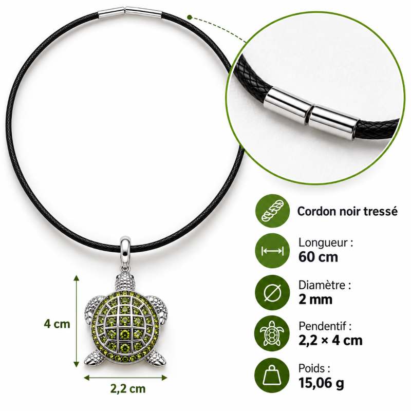 Collier Pendentif Anaya – Tortue Émeraude de l’île Maurice