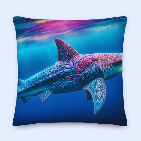 Coussin déco Haut de Gamme - Un requin dans le salon