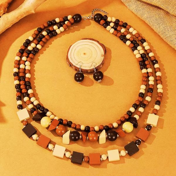 Collier  Parure en  Bois - Création Artisanale par Creatiz, Martinique