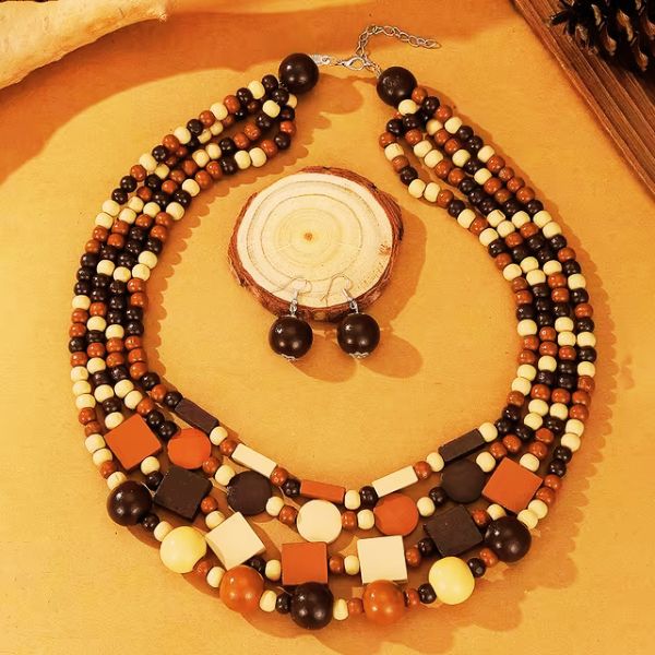 Collier  Parure en  Bois - Création Artisanale par Creatiz, Martinique