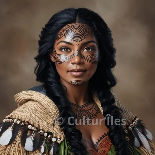 Pacifique : Femme Maori , Vibrant Maori Artwork, Printable Digital Download, Traditional New Zealand Maori Design