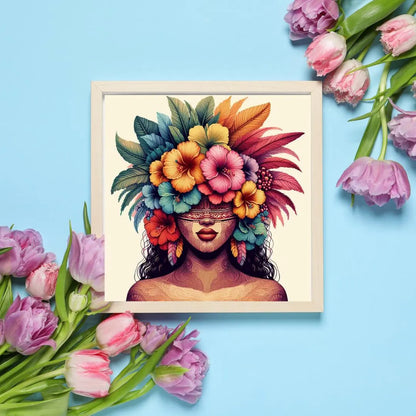 Pacifique : Femme Polynésienne aux Cheveux Fleuri, Vibrant Pacific Artwork, Printable Digital Download, Traditional Polynesian Design