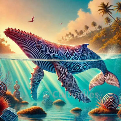 Pacifique : La Majestueuse Baleine Maori - Vibrant Maori Artwork, Printable Digital Download, Traditional New Zealand Maori Design