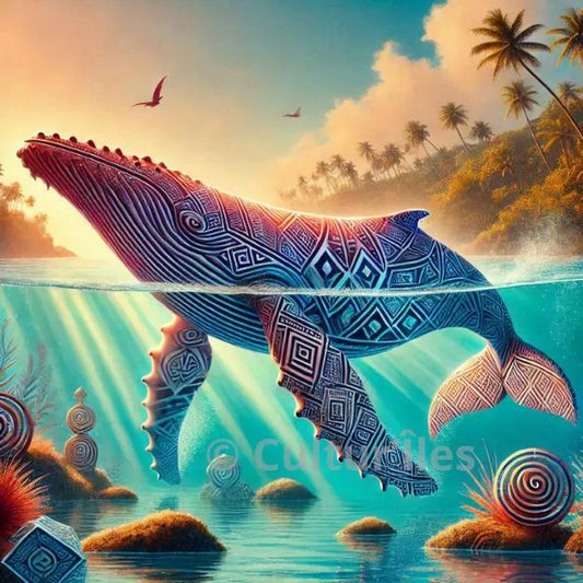 Pacifique : La Majestueuse Baleine Maori - Vibrant Maori Artwork, Printable Digital Download, Traditional New Zealand Maori Design