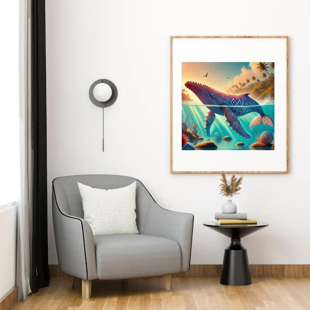 Pacifique : La Majestueuse Baleine Maori - Vibrant Maori Artwork, Printable Digital Download, Traditional New Zealand Maori Design
