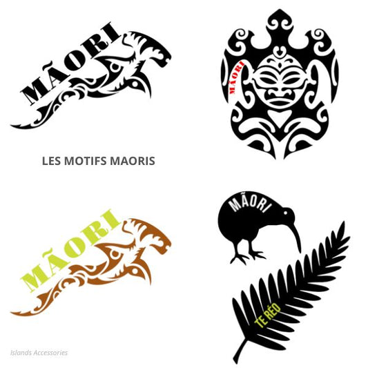 Lot de 4 serviettes de table - 4 Motifs Maoris - Pacifique