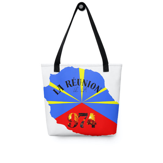 Grand Tote Bag Bio – La Réunion Lé La – Design 974 Piton de la Fournaise