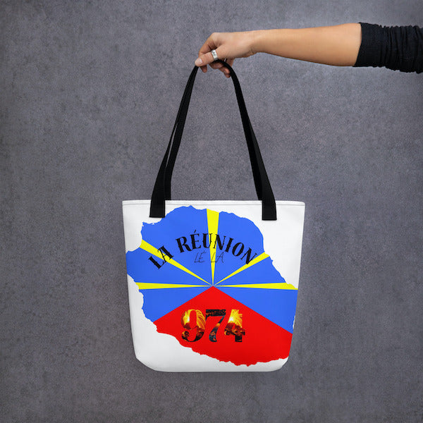 Grand Tote Bag Bio – La Réunion Lé La – Design 974 Piton de la Fournaise