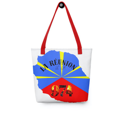 Grand Tote Bag Bio – La Réunion Lé La – Design 974 Piton de la Fournaise