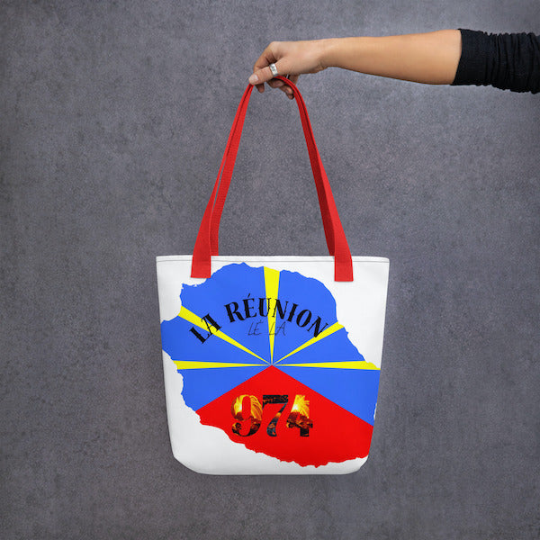 Grand Tote Bag Bio – La Réunion Lé La – Design 974 Piton de la Fournaise