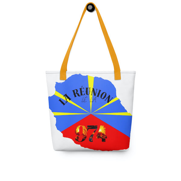 Grand Tote Bag Bio – La Réunion Lé La – Design 974 Piton de la Fournaise