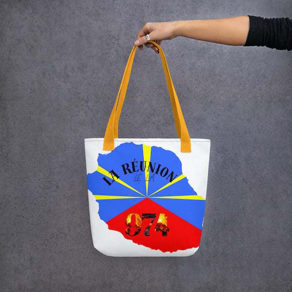 Grand Tote Bag Bio – La Réunion Lé La – Design 974 Piton de la Fournaise
